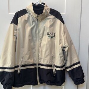 Cheneral Alaska Reversible Jacket Mens Medium Tan Navy Fleece Lined Windbreaker